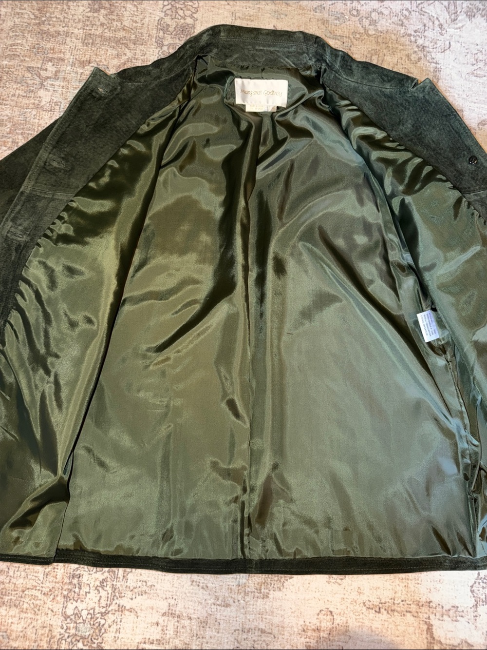 Margaret Godfrey Green Suede Lightweight Shirt Jacket 100% leather outer - Picture 4 of 7